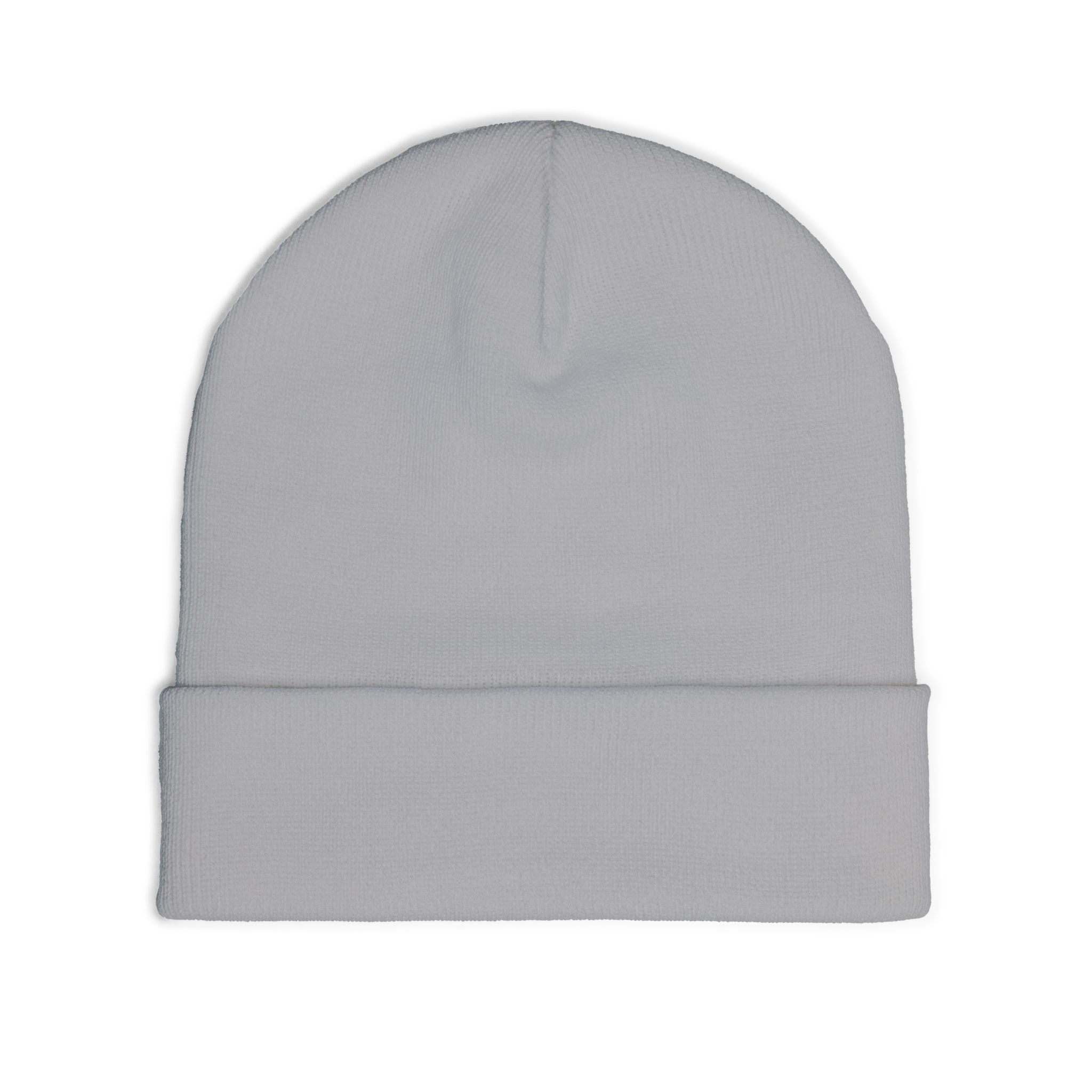 Embroidered Paint Splash Knit Beanie - Artistic Blue & Orange Cuff Hat