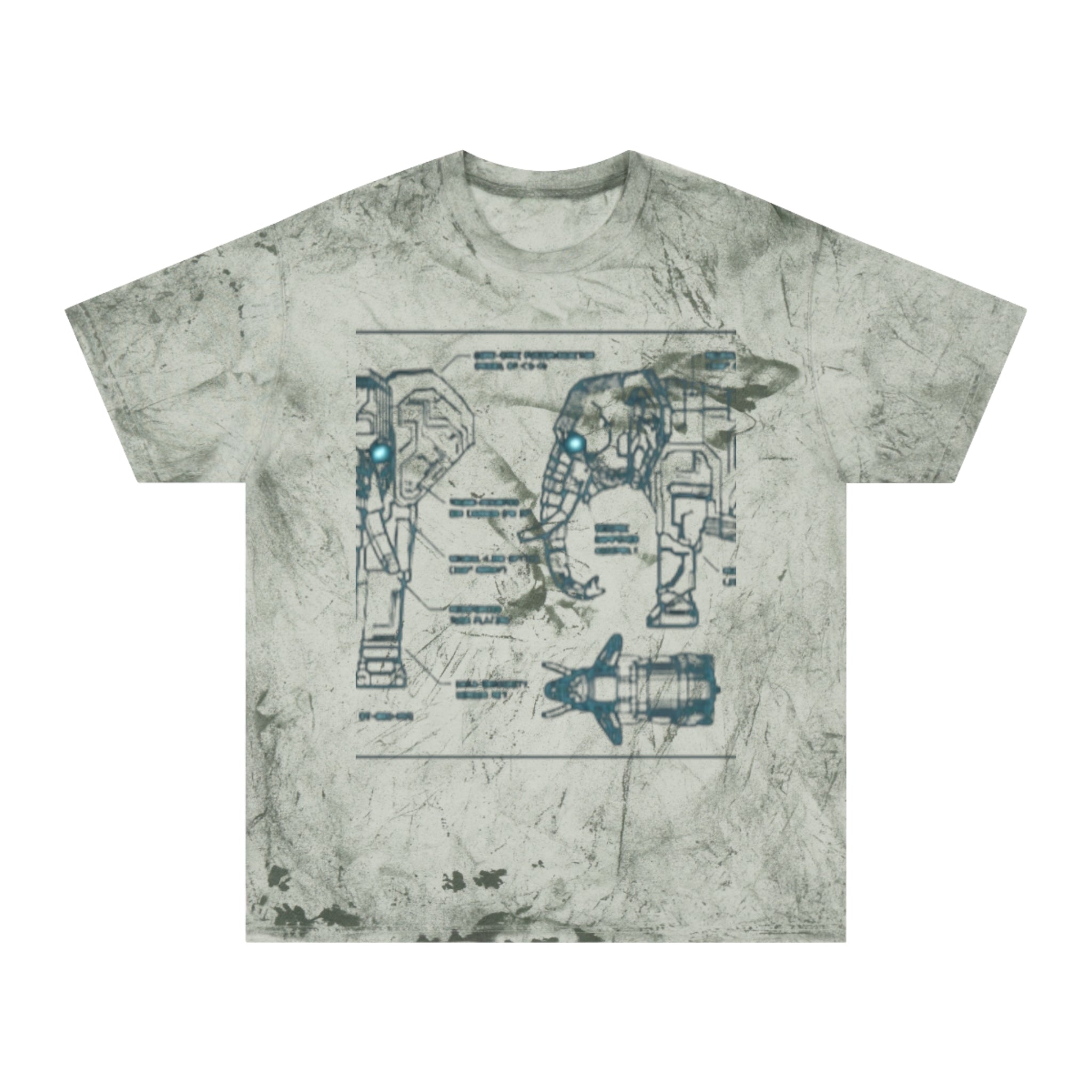 Retro Blueprint Elephant Tee — Vintage Sci‑Fi Blueprint Graphic T-Shirt