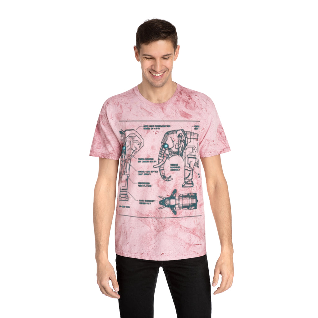 Retro Blueprint Elephant Tee — Vintage Sci‑Fi Blueprint Graphic T-Shirt