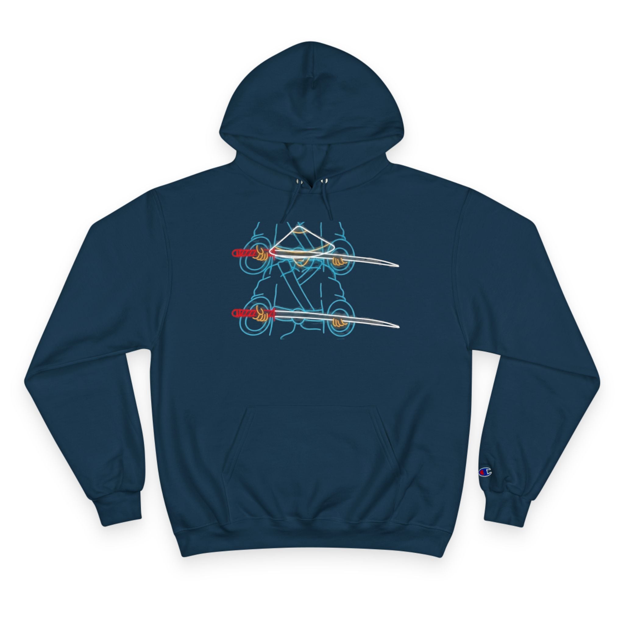 Skateboard Neon Lines Hoodie – Retro Skate Graphic Champion Sweatshirt