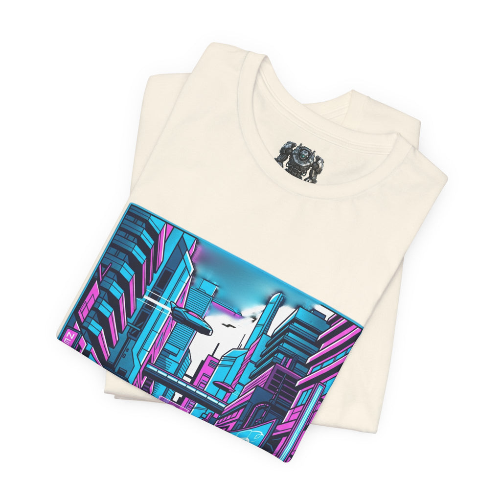 Cyber City Neon Tee — Retro Futuristic Streetwear Graphic T-Shirt