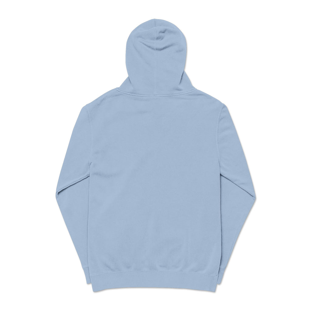 Pigment-Dyed Hoodie — Retro Blue Cassette Neon Cyberpunk Pullover