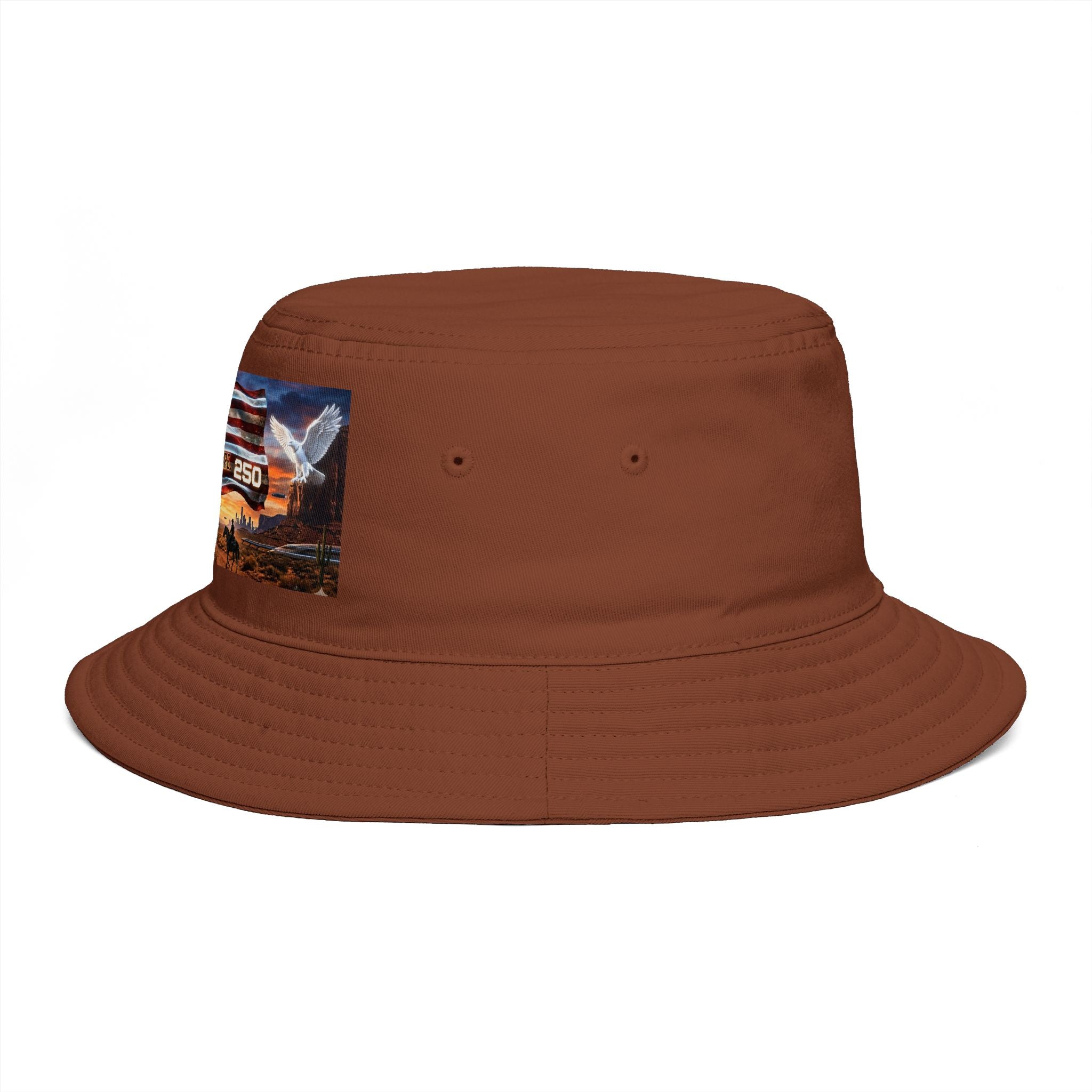 Patriotic Western Bucket Hat — American Flag, Desert Rodeo 250 Patch