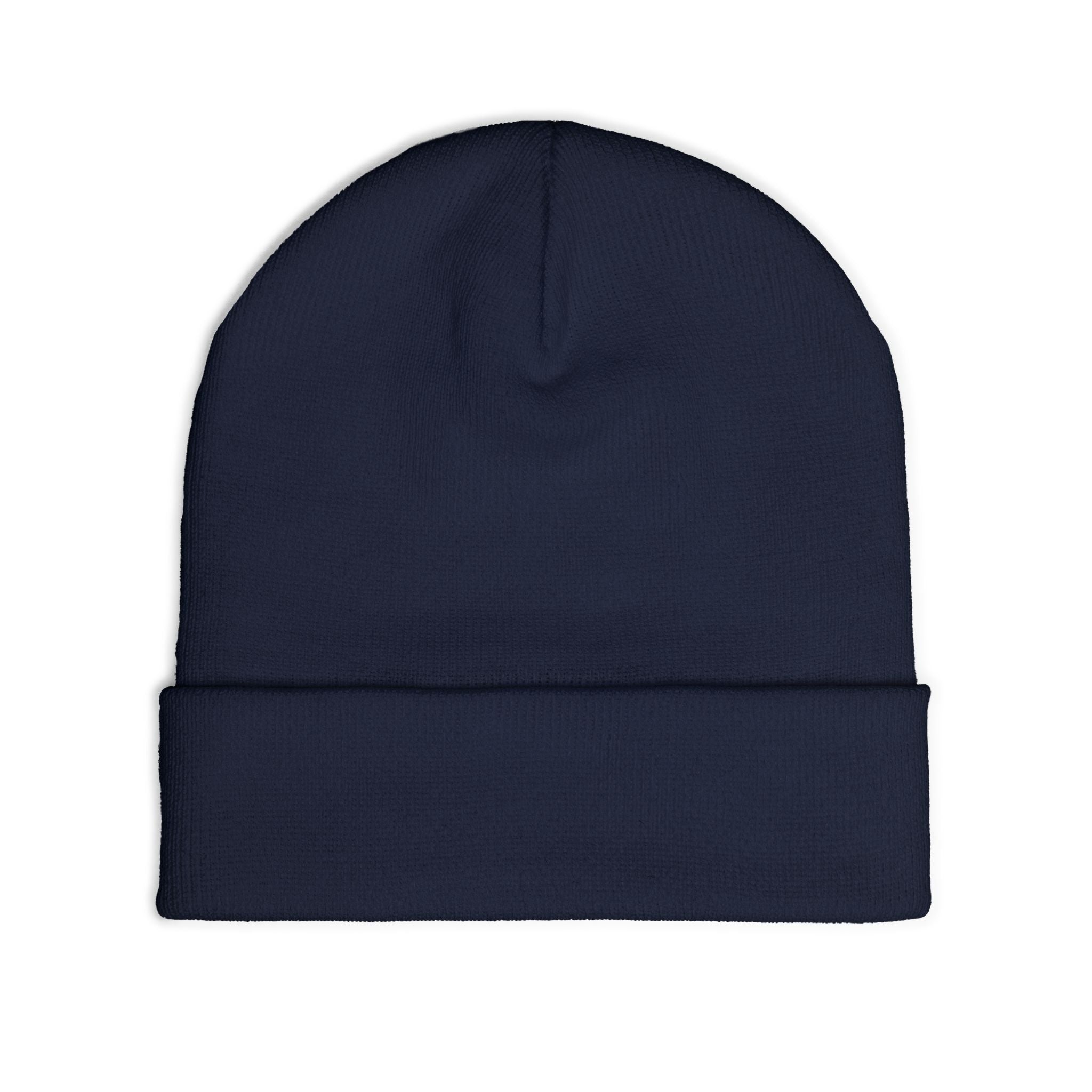 Embroidered Paint Splash Knit Beanie - Artistic Blue & Orange Cuff Hat