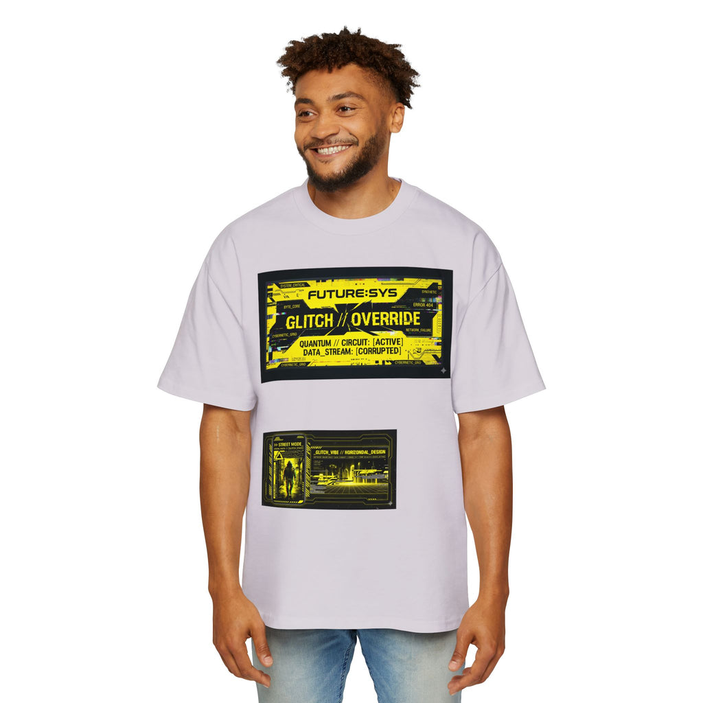 Glitch Override Tee — Futuristic Cyber Graphic Oversized T-Shirt