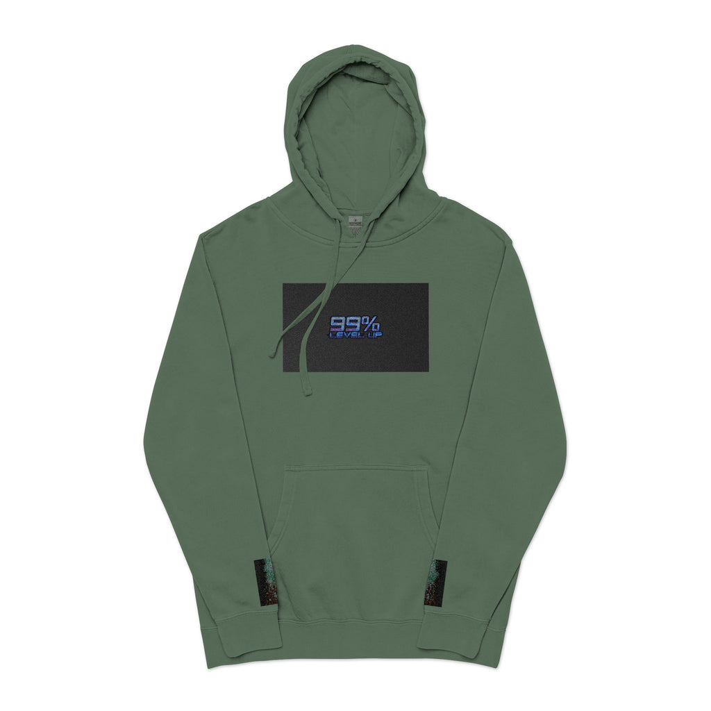 Pigment-Dyed Hoodie — Retro Blue Cassette Neon Cyberpunk Pullover