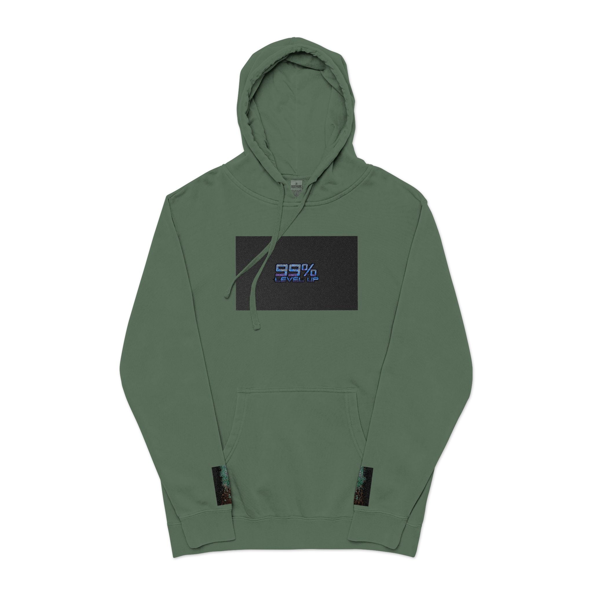 Pigment-Dyed Hoodie — Retro Blue Cassette Neon Cyberpunk Pullover
