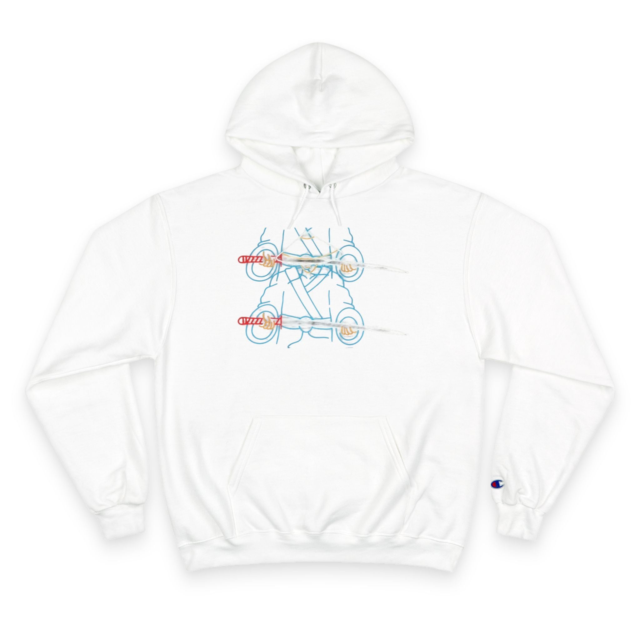 Skateboard Neon Lines Hoodie – Retro Skate Graphic Champion Sweatshirt