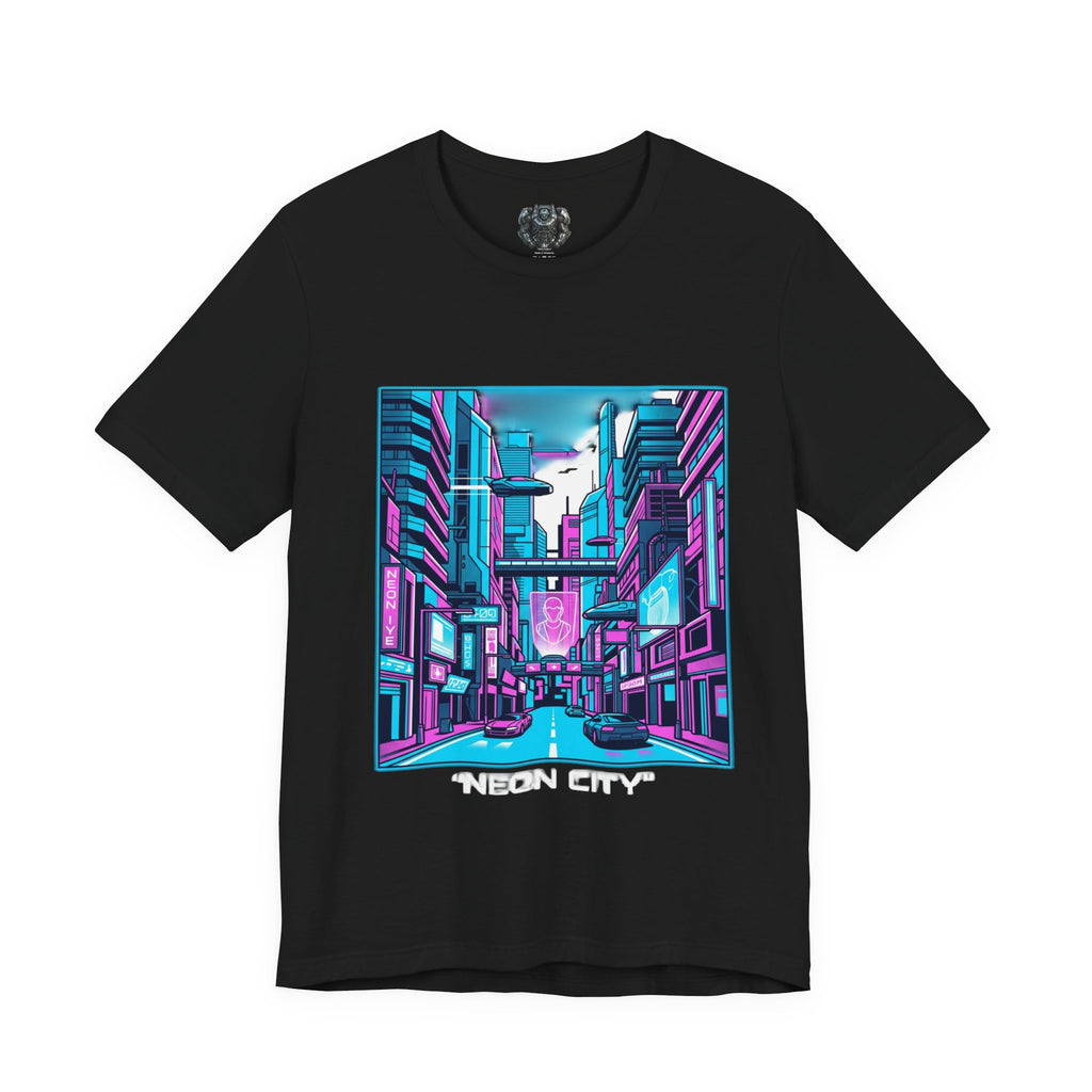 Cyber City Neon Tee — Retro Futuristic Streetwear Graphic T-Shirt