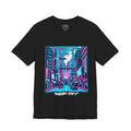 Cyber City Neon Tee — Retro Futuristic Streetwear Graphic T-Shirt