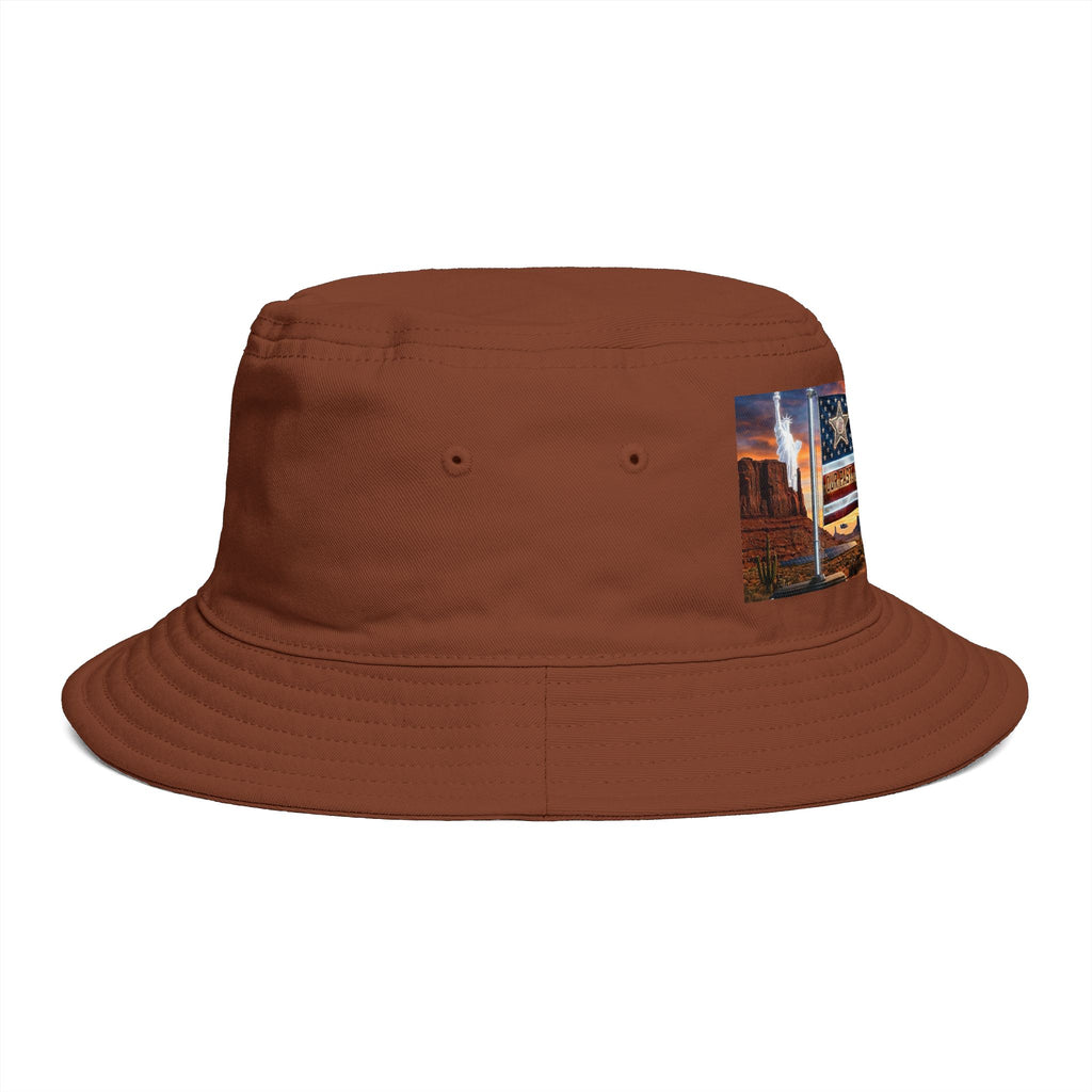 Patriotic Western Bucket Hat — American Flag, Desert Rodeo 250 Patch