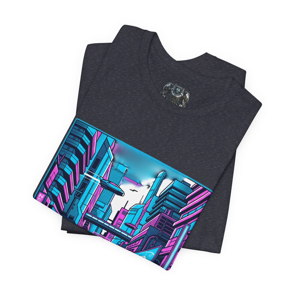 Cyber City Neon Tee — Retro Futuristic Streetwear Graphic T-Shirt