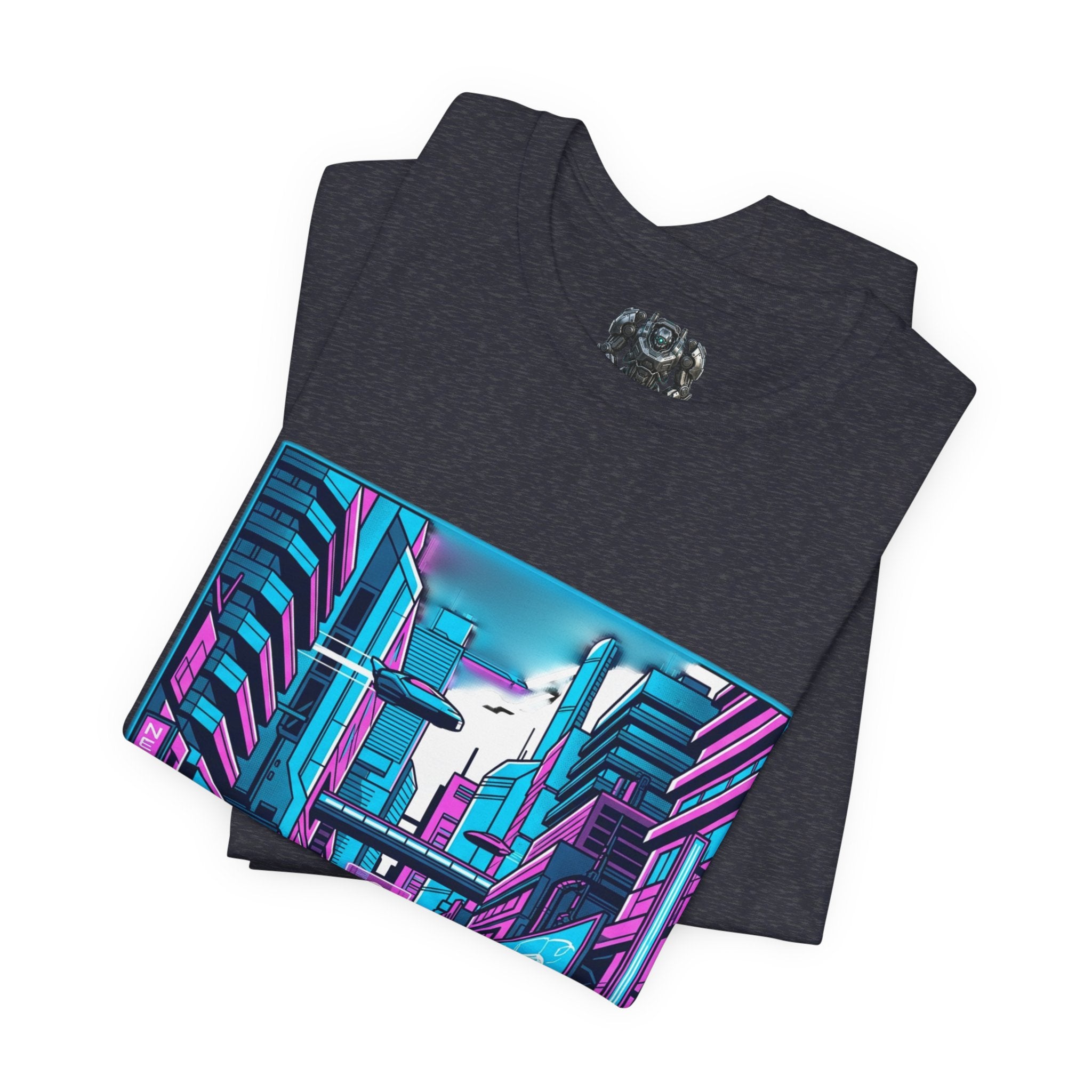 Cyber City Neon Tee — Retro Futuristic Streetwear Graphic T-Shirt