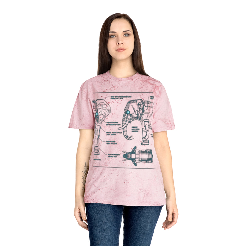 Retro Blueprint Elephant Tee — Vintage Sci‑Fi Blueprint Graphic T-Shirt
