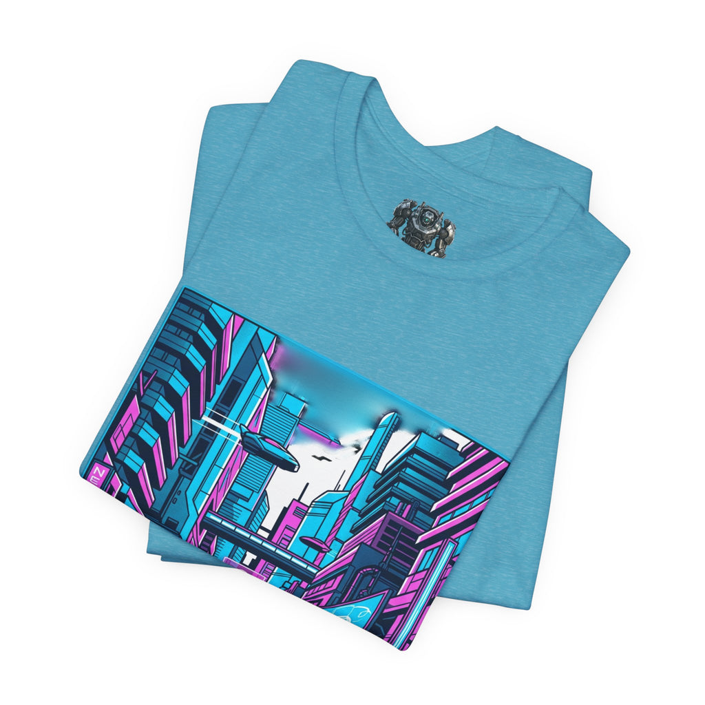 Cyber City Neon Tee — Retro Futuristic Streetwear Graphic T-Shirt