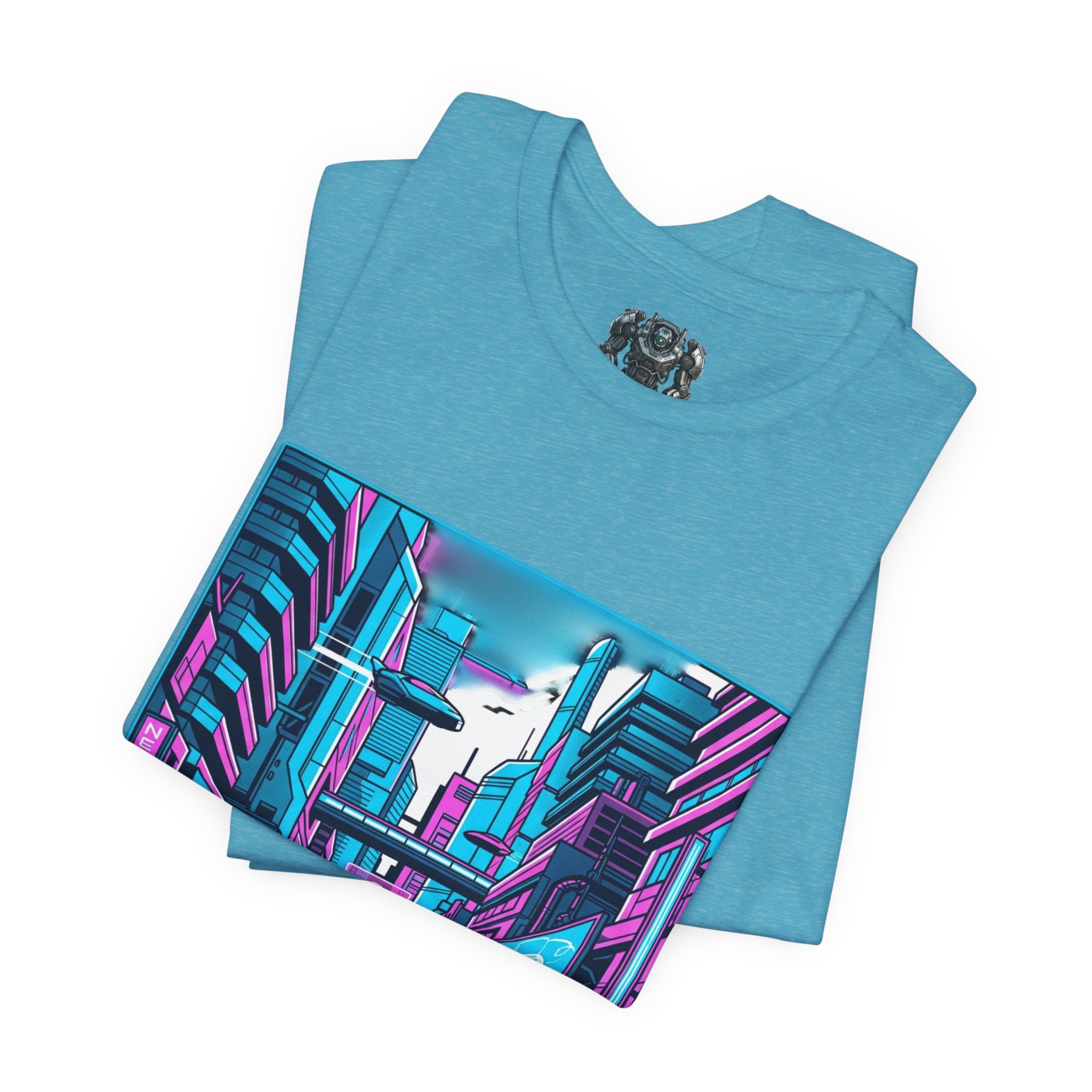 Cyber City Neon Tee — Retro Futuristic Streetwear Graphic T-Shirt