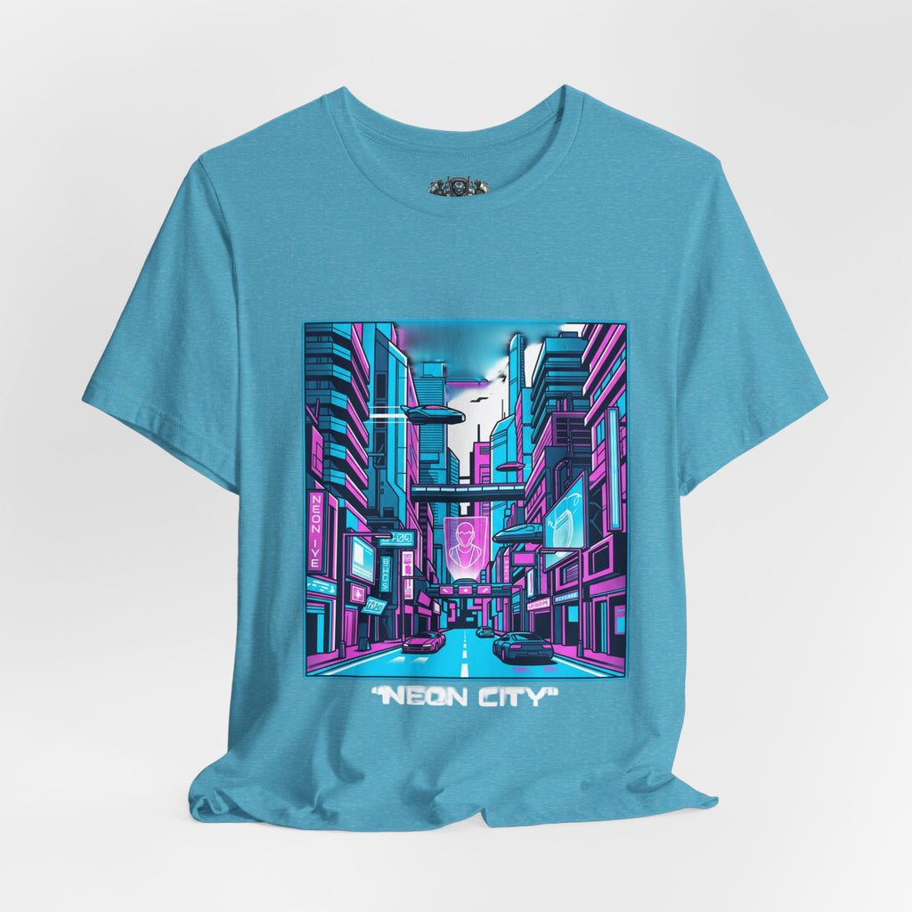 Cyber City Neon Tee — Retro Futuristic Streetwear Graphic T-Shirt