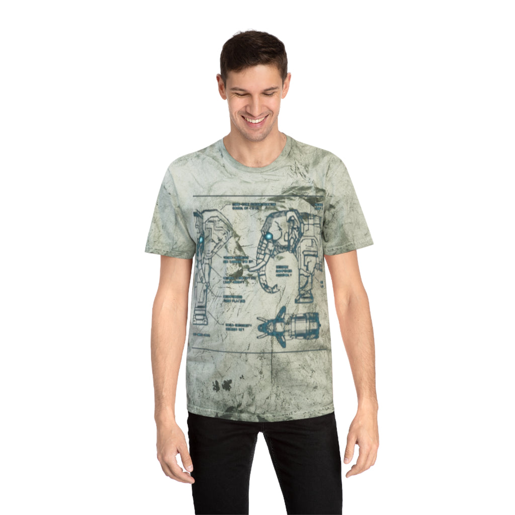 Retro Blueprint Elephant Tee — Vintage Sci‑Fi Blueprint Graphic T-Shirt