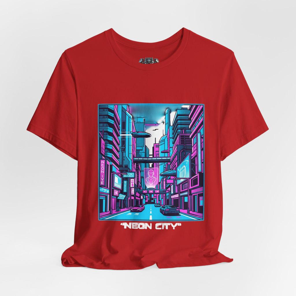 Cyber City Neon Tee — Retro Futuristic Streetwear Graphic T-Shirt