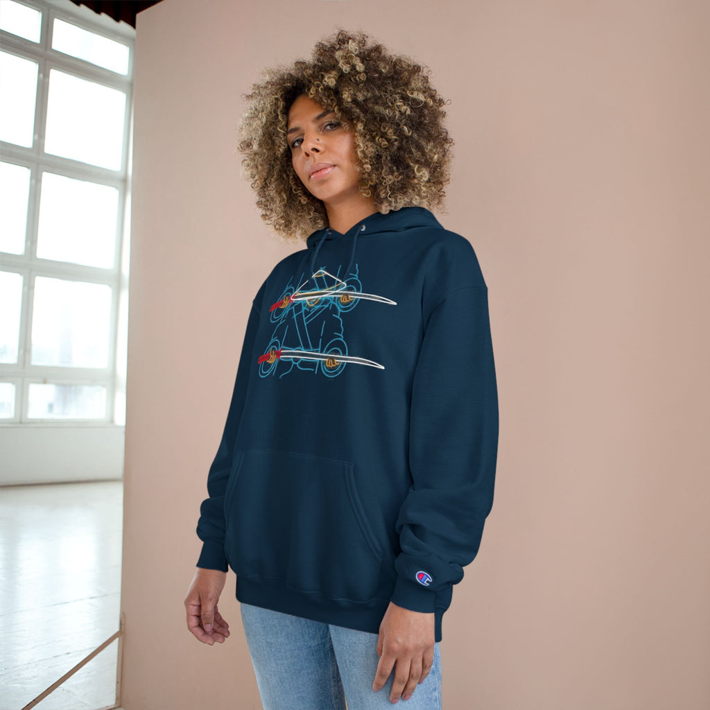 Skateboard Neon Lines Hoodie – Retro Skate Graphic Champion Sweatshirt