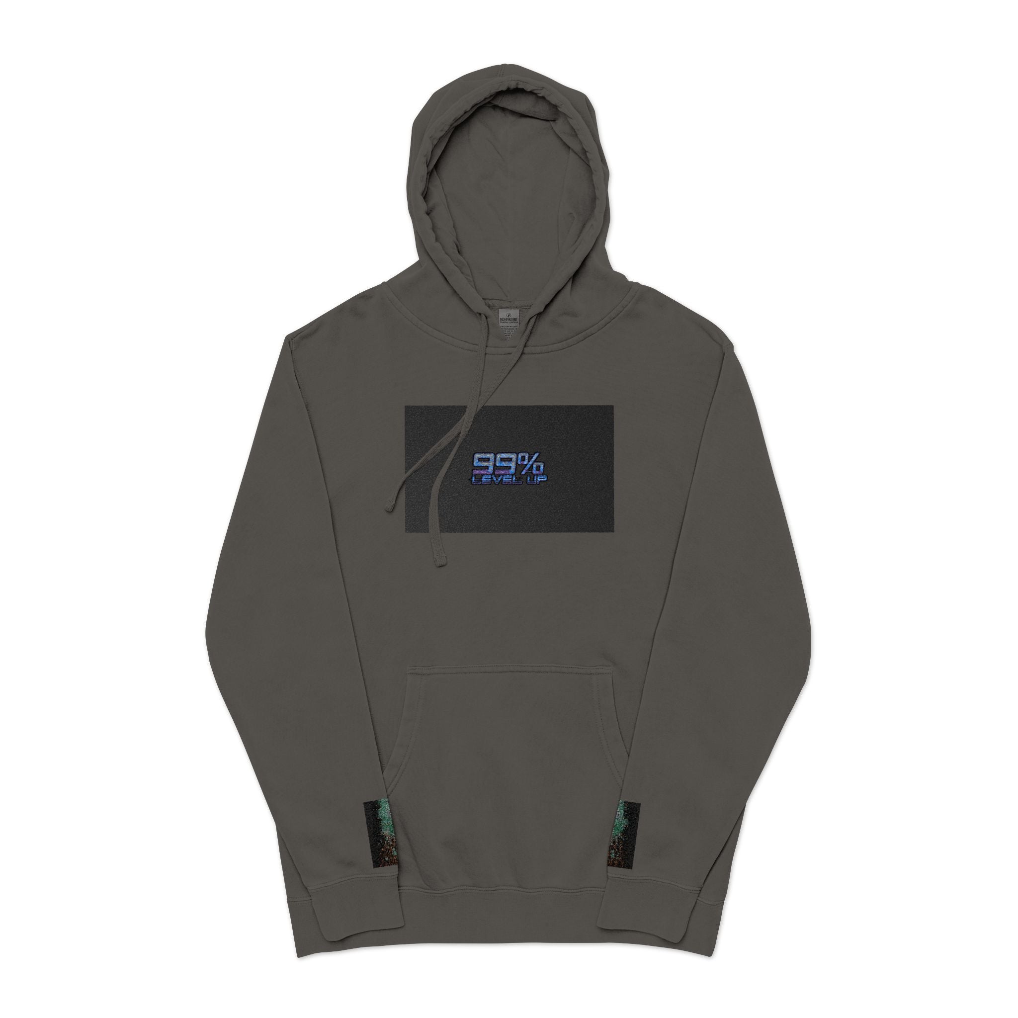 Pigment-Dyed Hoodie — Retro Blue Cassette Neon Cyberpunk Pullover