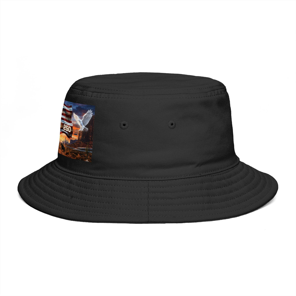 Patriotic Western Bucket Hat — American Flag, Desert Rodeo 250 Patch