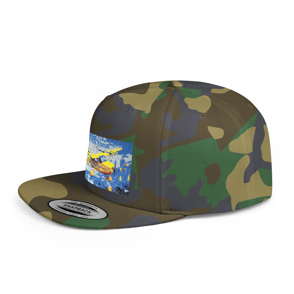 Camo Snapback Cap with Colorful Airplane Patch – Military Style Trucker Hat