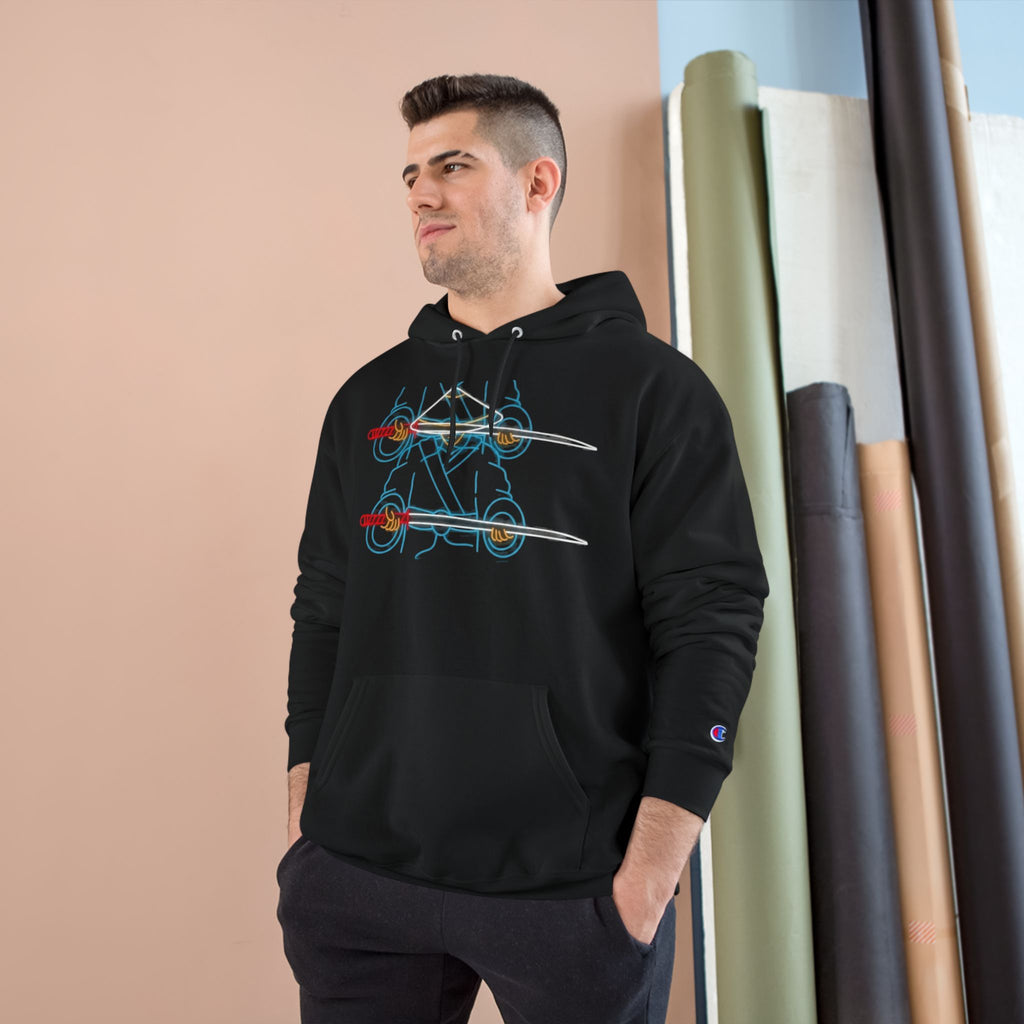 Skateboard Neon Lines Hoodie – Retro Skate Graphic Champion Sweatshirt