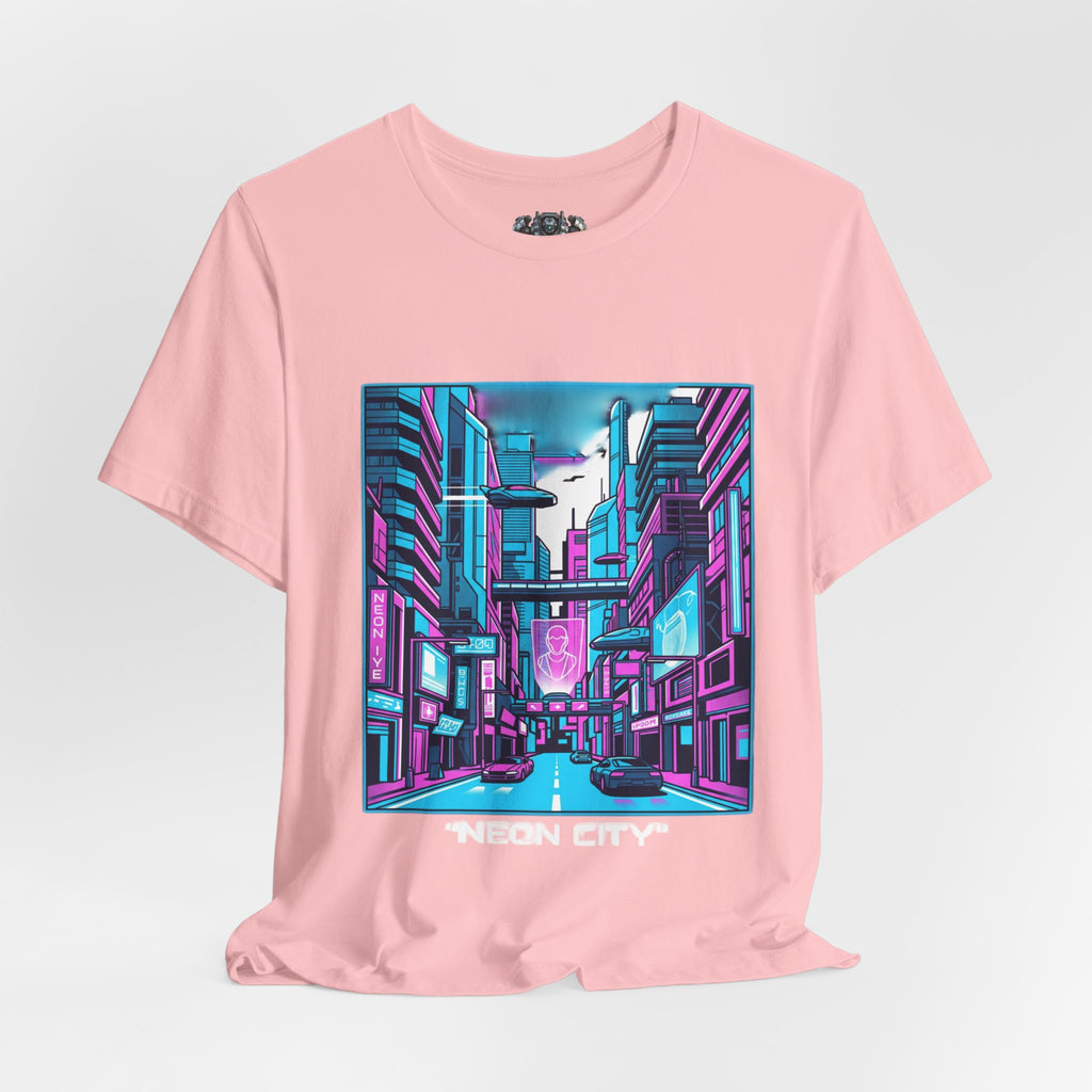Cyber City Neon Tee — Retro Futuristic Streetwear Graphic T-Shirt