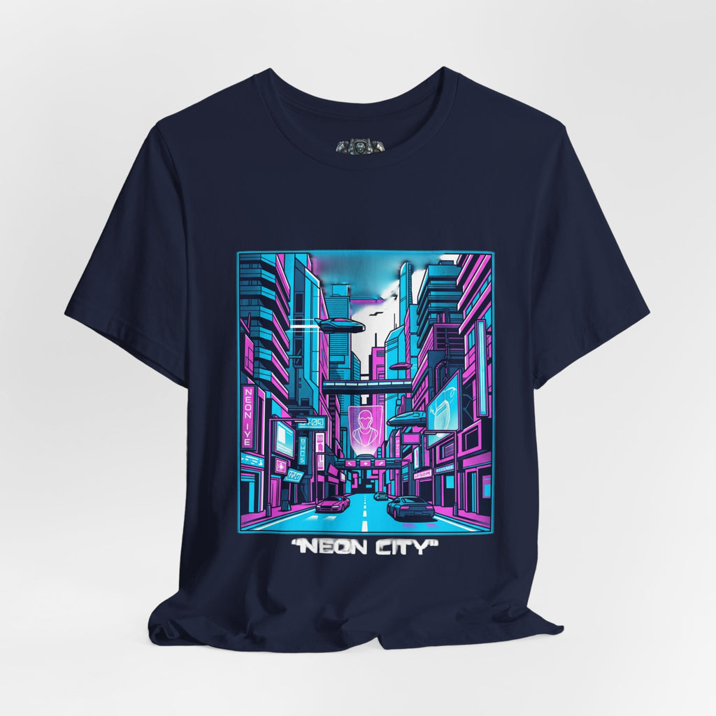Cyber City Neon Tee — Retro Futuristic Streetwear Graphic T-Shirt