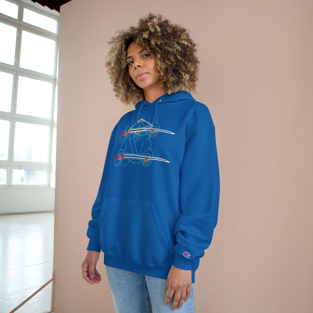 Skateboard Neon Lines Hoodie – Retro Skate Graphic Champion Sweatshirt