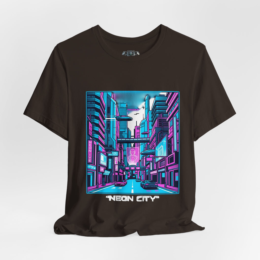 Cyber City Neon Tee — Retro Futuristic Streetwear Graphic T-Shirt