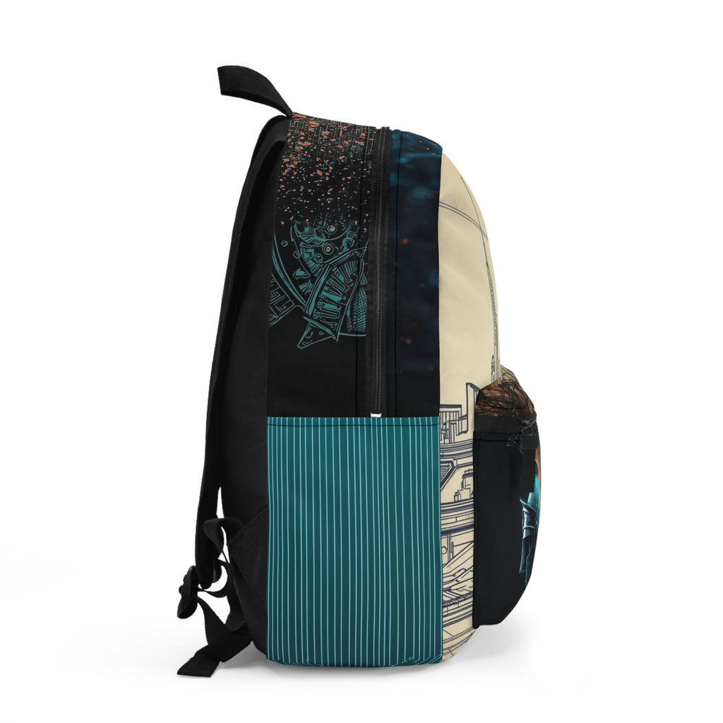 Cyber Spartan Backpack — Futuristic Neon City Tech Bag