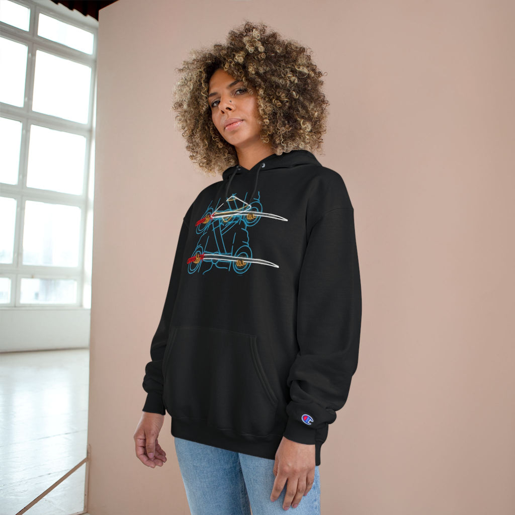 Skateboard Neon Lines Hoodie – Retro Skate Graphic Champion Sweatshirt
