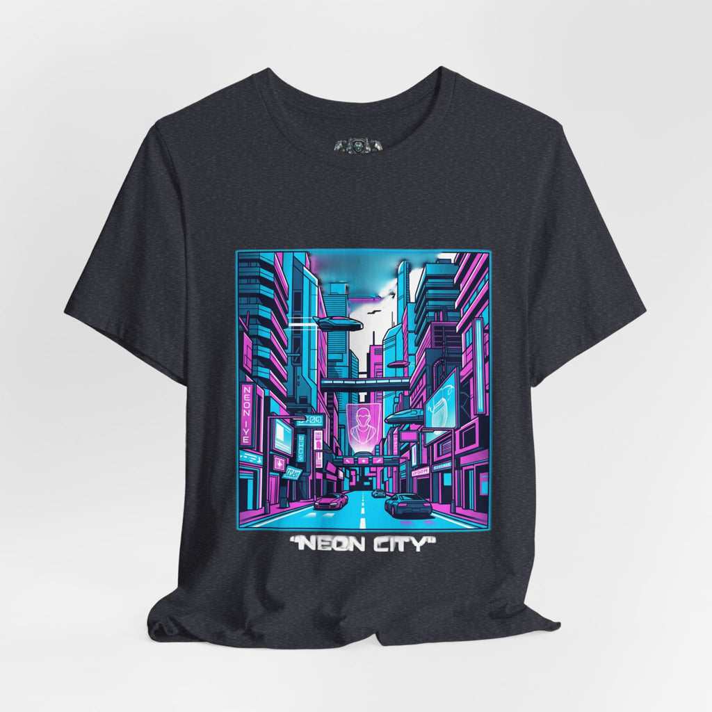 Cyber City Neon Tee — Retro Futuristic Streetwear Graphic T-Shirt