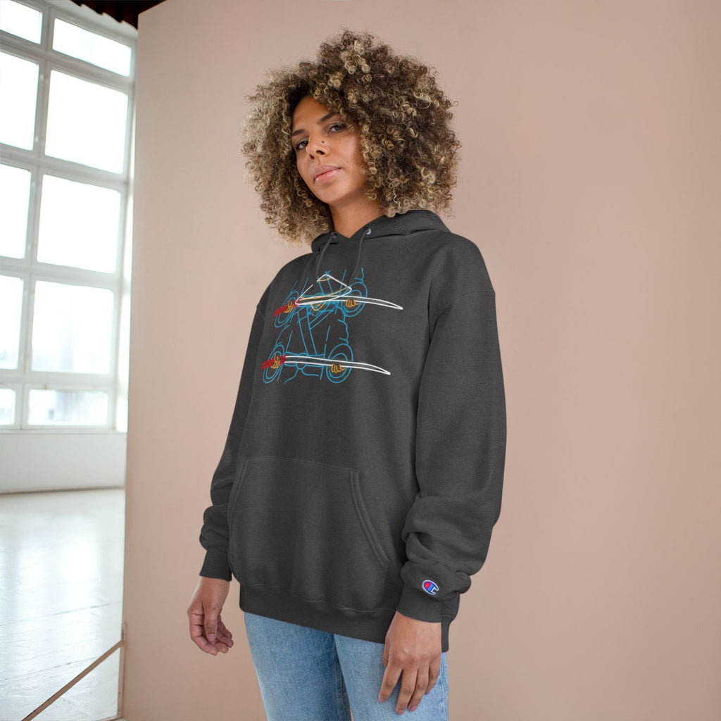 Skateboard Neon Lines Hoodie – Retro Skate Graphic Champion Sweatshirt