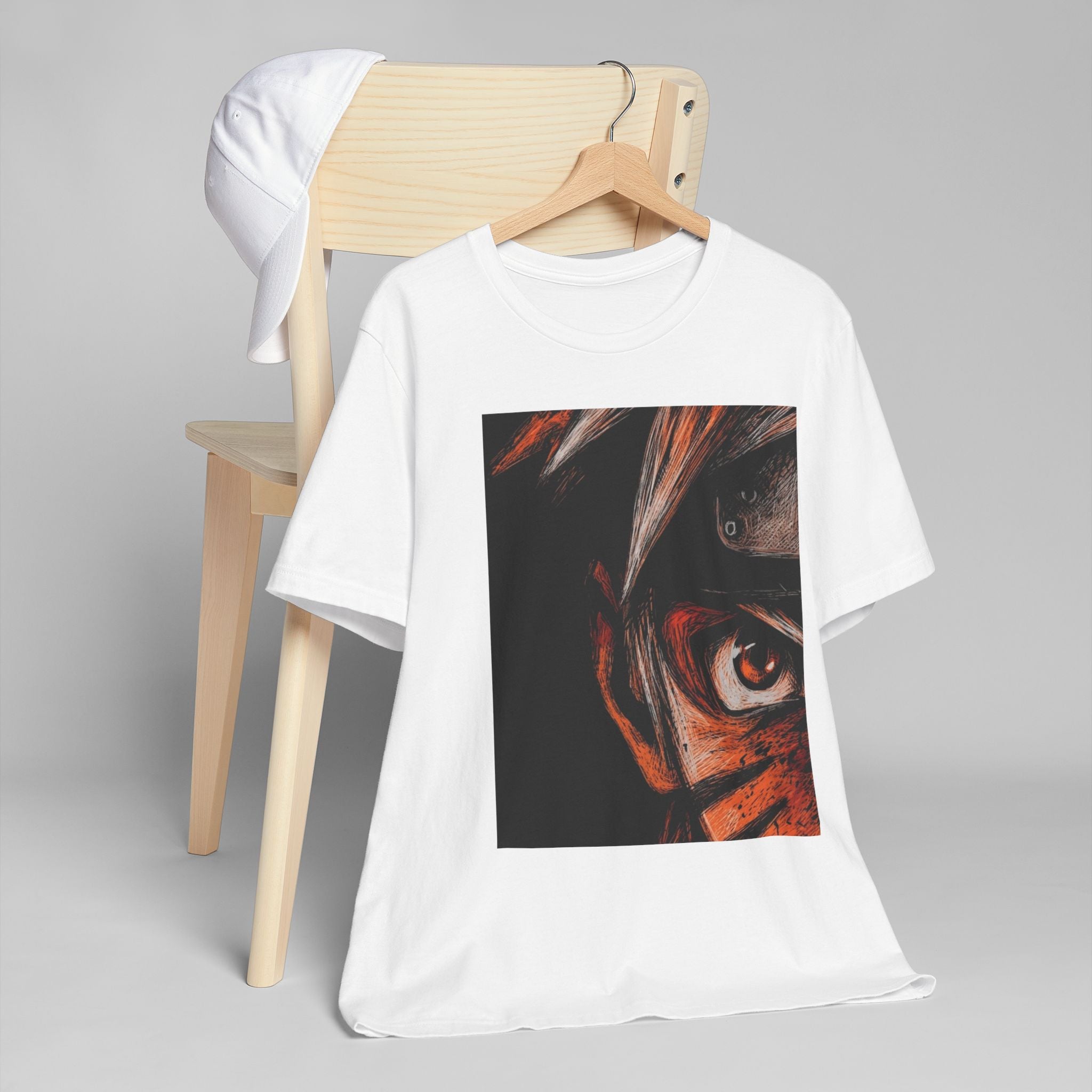 Anime Eye Portrait T-Shirt — Intense Ninja Gaze Graphic Tee