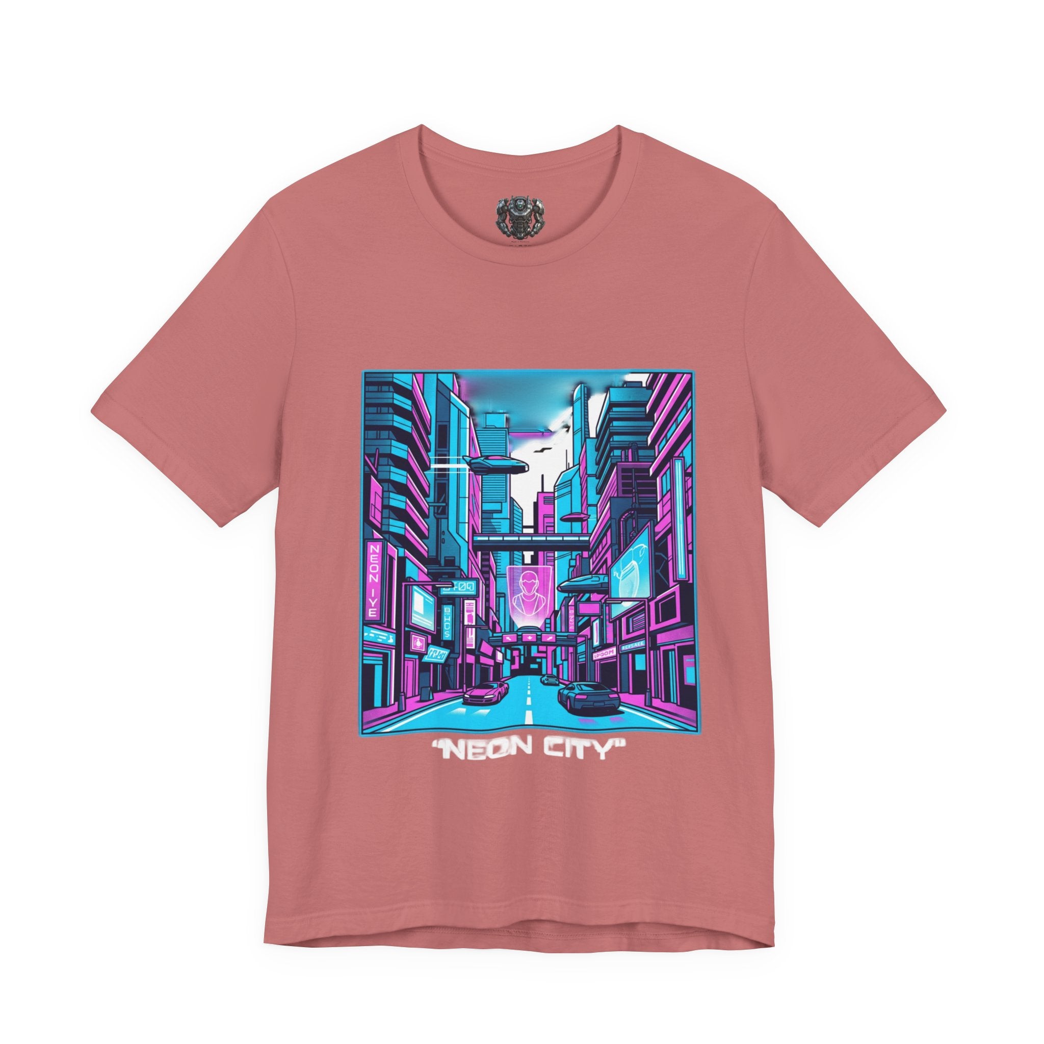 Cyber city neon cityscape graphic t-shirt retro futuristic streetwear UAE — RAEVLY

