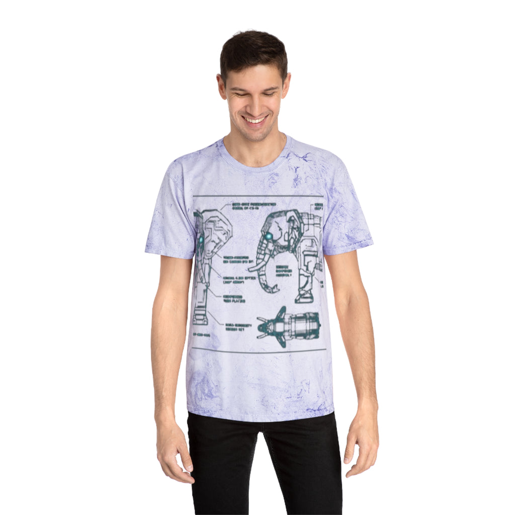 Retro Blueprint Elephant Tee — Vintage Sci‑Fi Blueprint Graphic T-Shirt