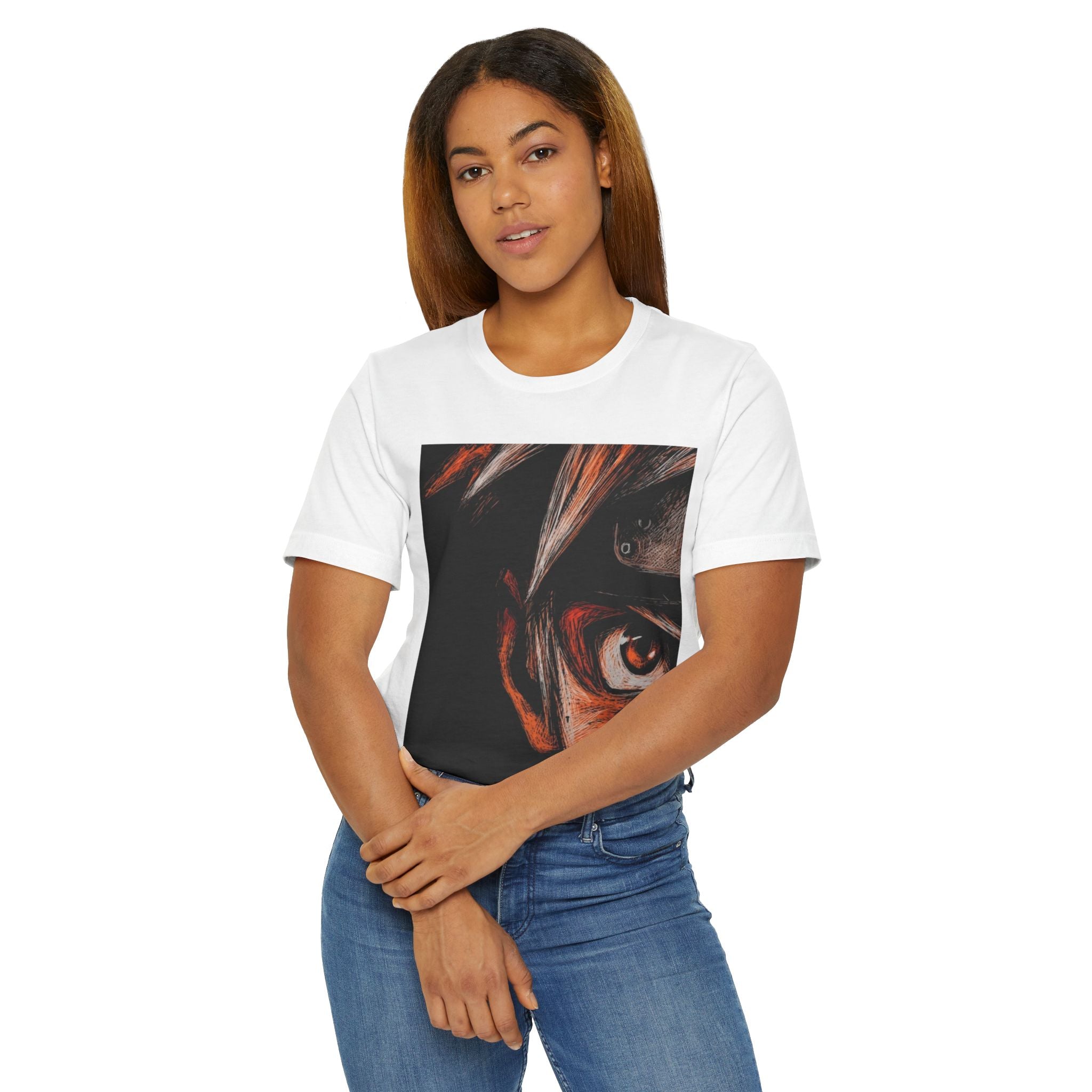 Anime Eye Portrait T-Shirt — Intense Ninja Gaze Graphic Tee