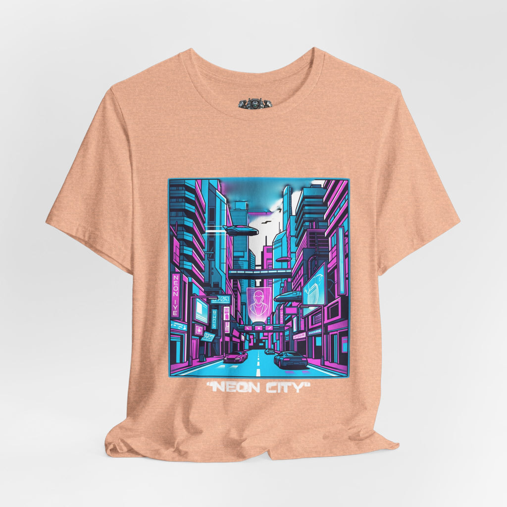 Cyber City Neon Tee — Retro Futuristic Streetwear Graphic T-Shirt
