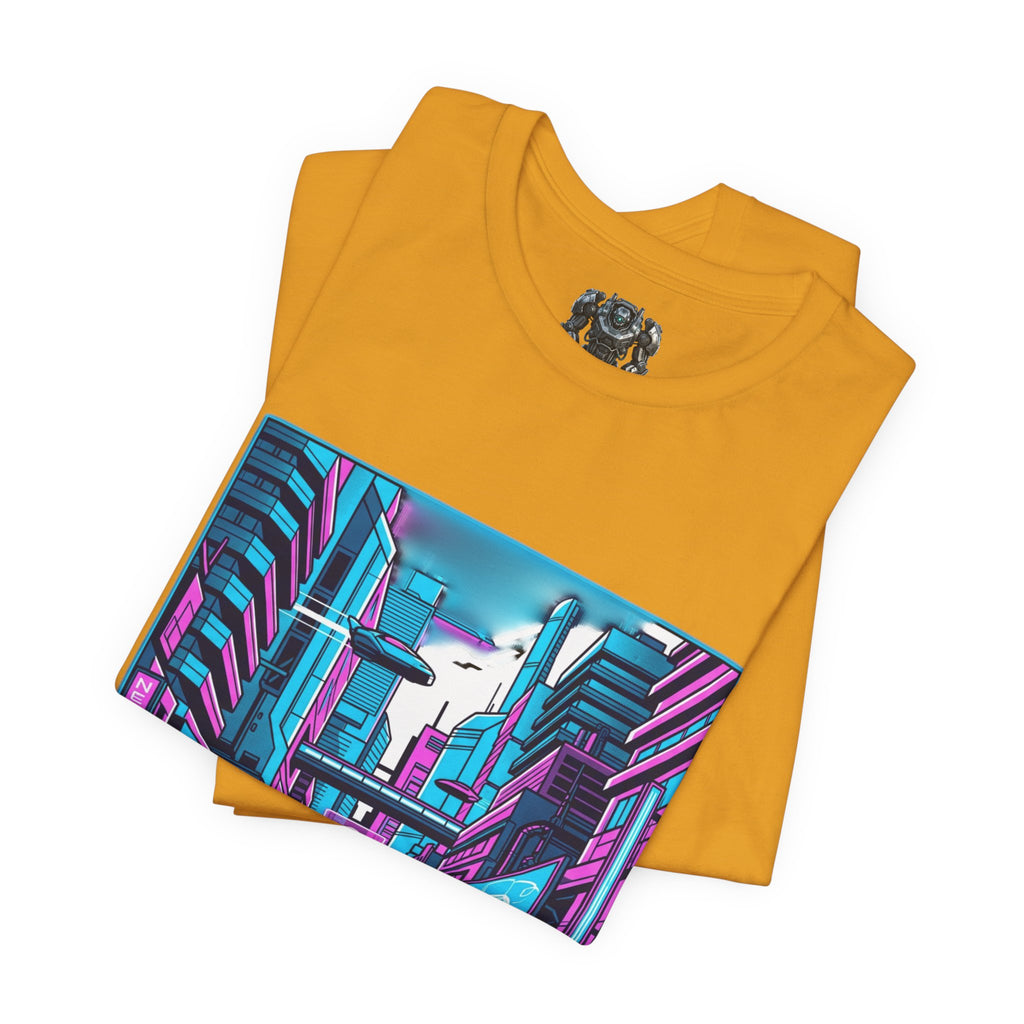 Cyber City Neon Tee — Retro Futuristic Streetwear Graphic T-Shirt