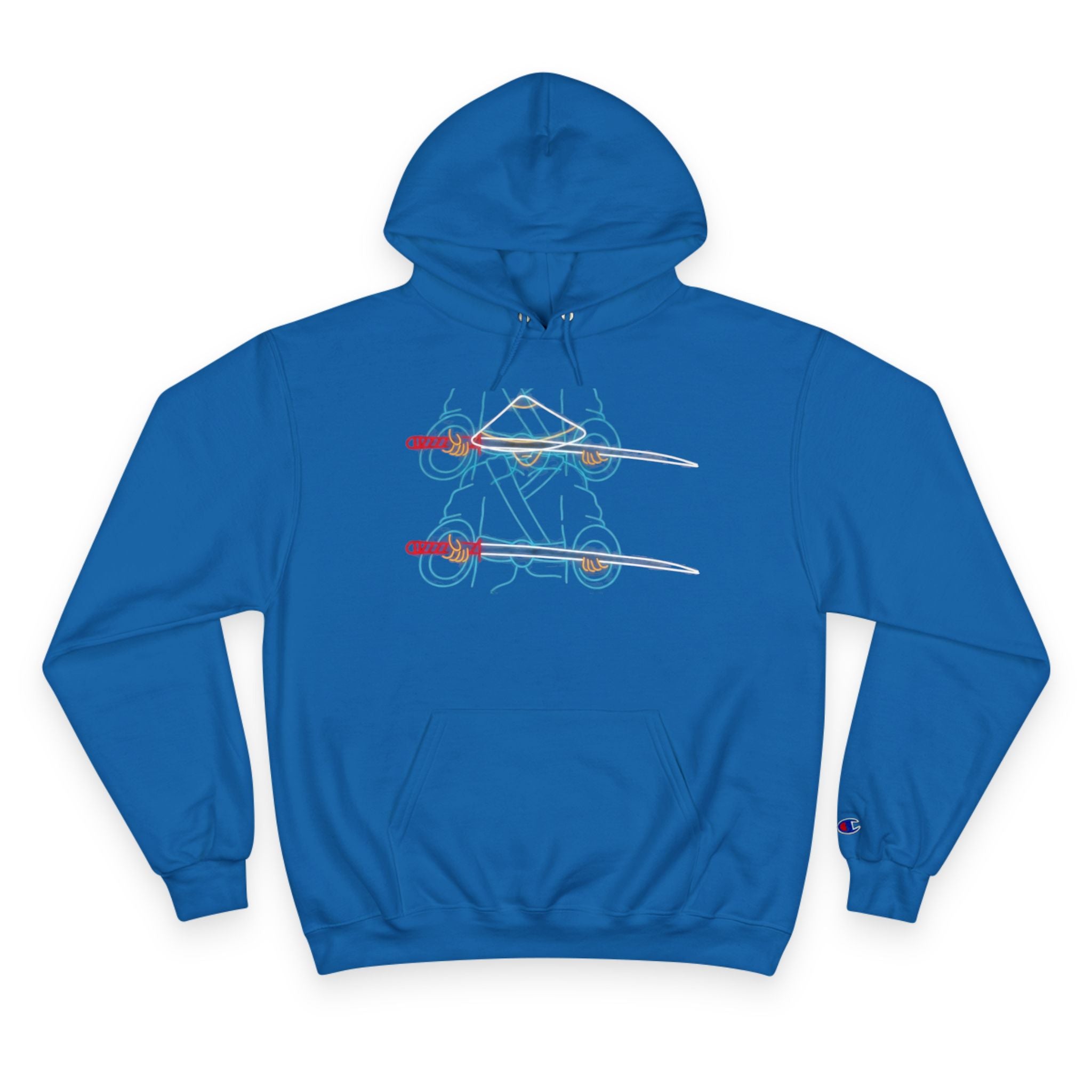 Skateboard Neon Lines Hoodie – Retro Skate Graphic Champion Sweatshirt
