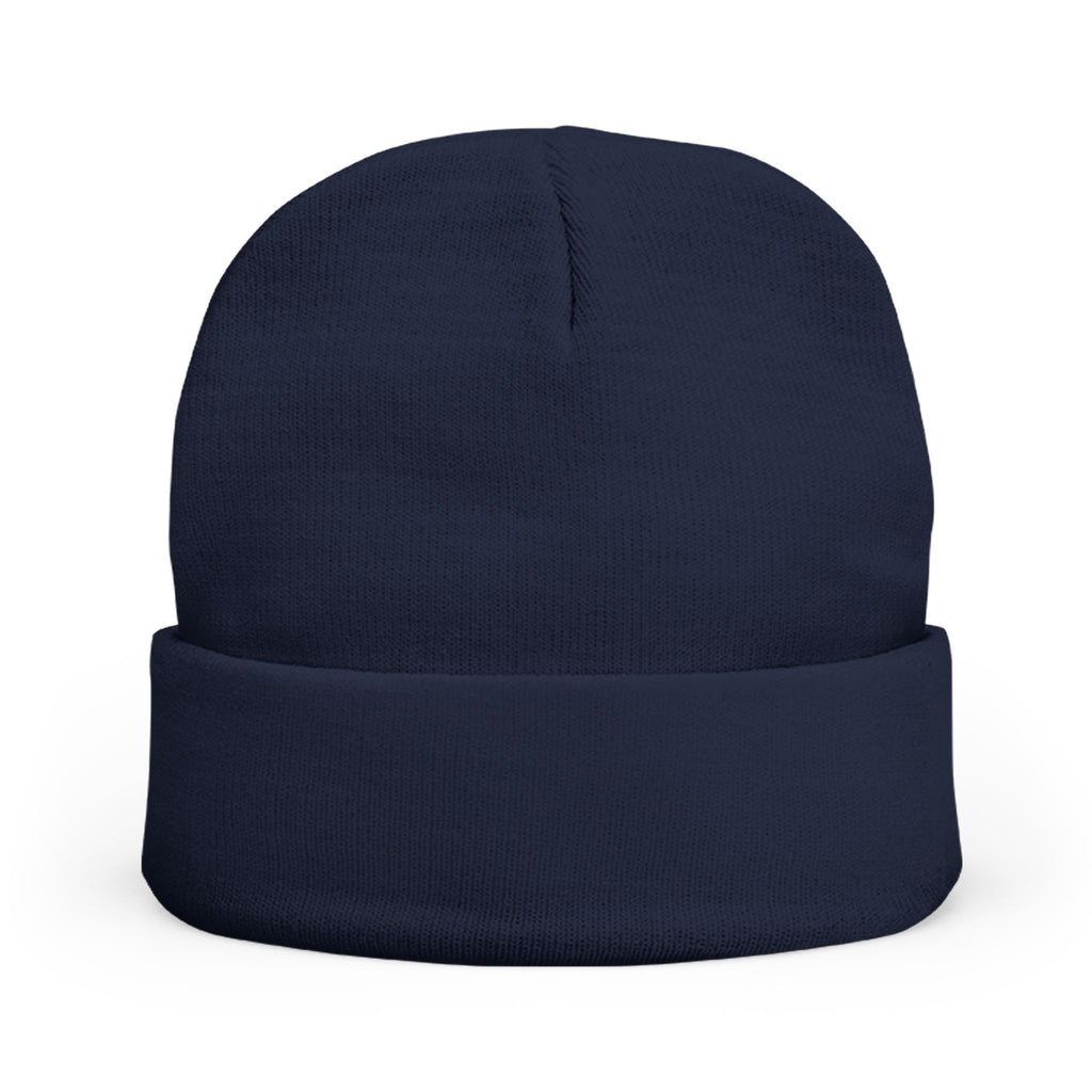 Embroidered Paint Splash Knit Beanie - Artistic Blue & Orange Cuff Hat