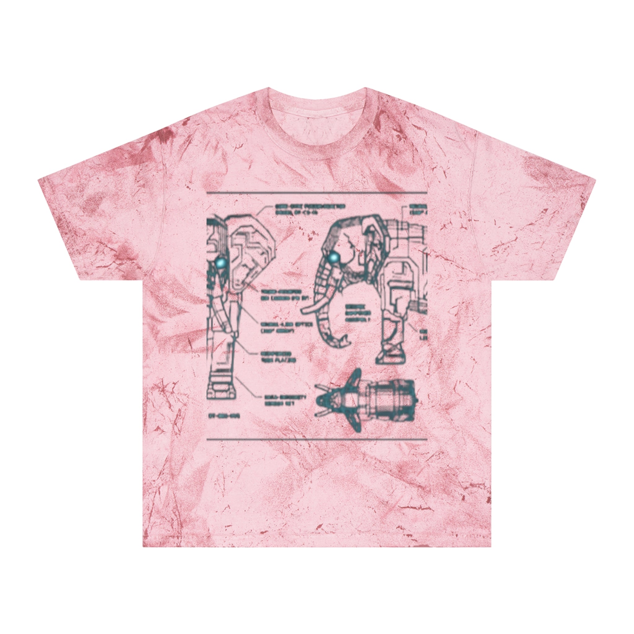 Retro Blueprint Elephant Tee — Vintage Sci‑Fi Blueprint Graphic T-Shirt