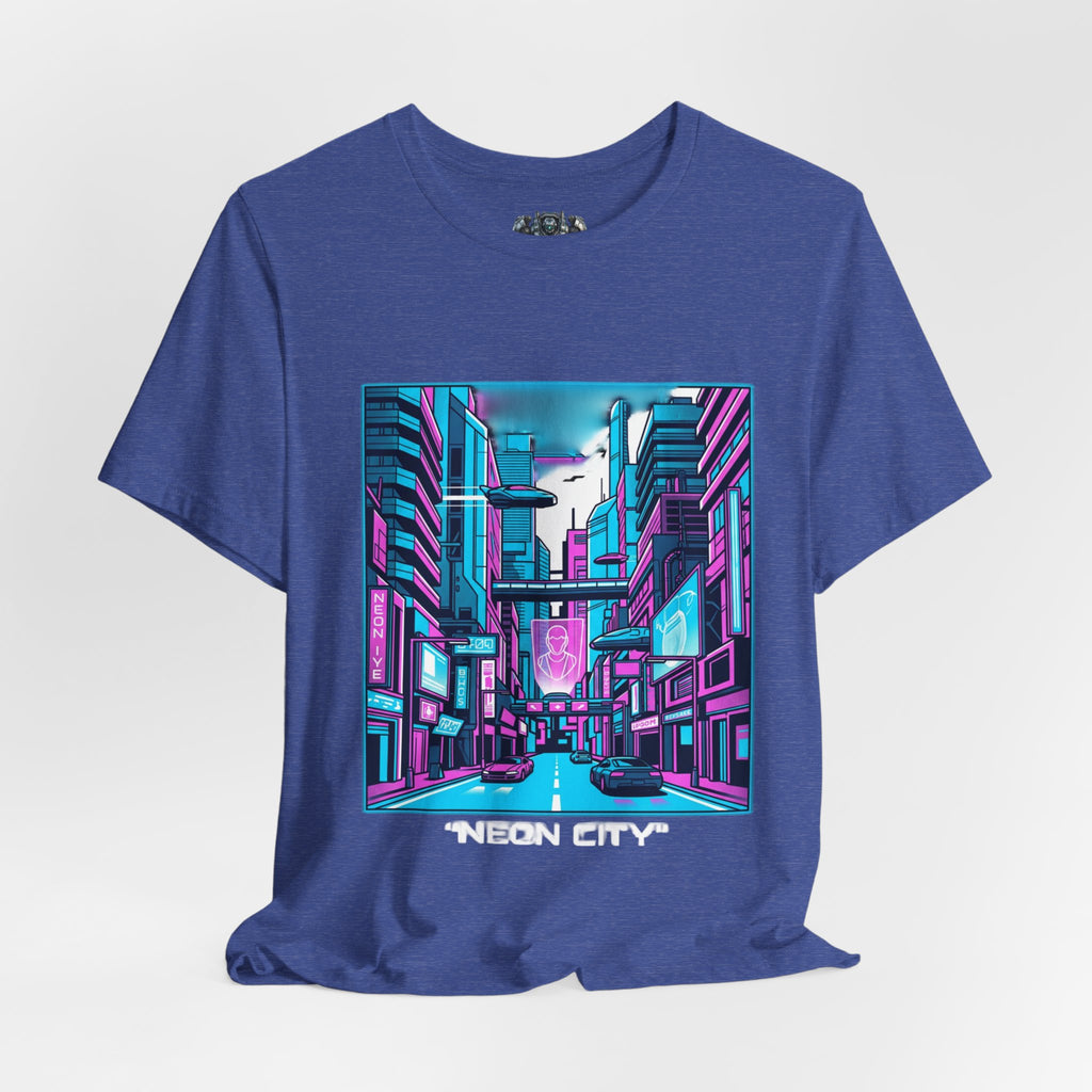 Cyber City Neon Tee — Retro Futuristic Streetwear Graphic T-Shirt