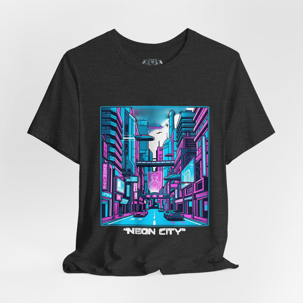 Cyber City Neon Tee — Retro Futuristic Streetwear Graphic T-Shirt