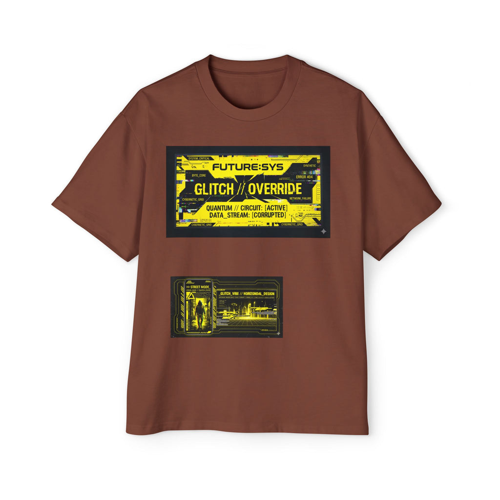 Glitch Override Tee — Futuristic Cyber Graphic Oversized T-Shirt