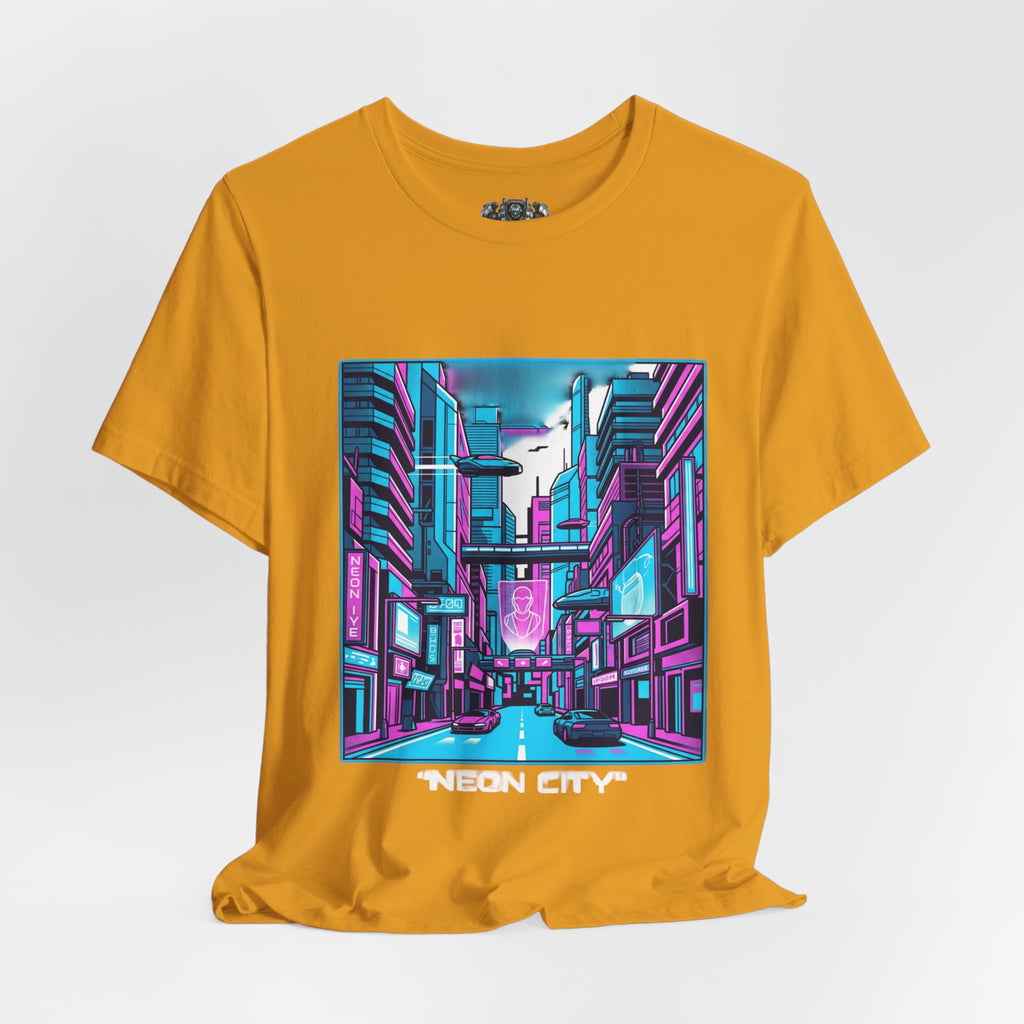 Cyber City Neon Tee — Retro Futuristic Streetwear Graphic T-Shirt