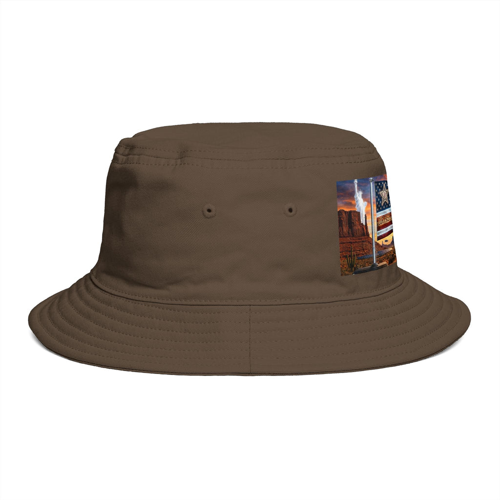 Patriotic Western Bucket Hat — American Flag, Desert Rodeo 250 Patch